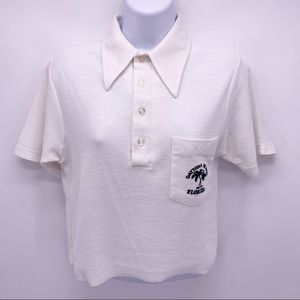 VINTAGE Daytona Beach Florida Cropped Collared T-Shirt Size M/L